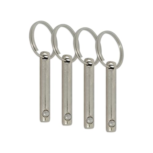 1/4" Diameter Quick Release Pin, Total Length 2", Effective Length 1.37", Stronger with Reinforced Pull Tab (4 Pack)