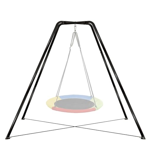 HOTJUMP Swing Stand for Kids, 330LBS Heavy Duty Metal Swings Frame for Backyard Indoor, Anti-Rust and All Weather Resistance, Saucer Swing -NOT Included Black - color: Black