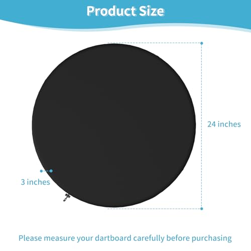 Dartboard Cover Outdoor Indoor Dartboard Protective Cover Waterproof Dustproof UV Resistant 24" D x 3" H Black