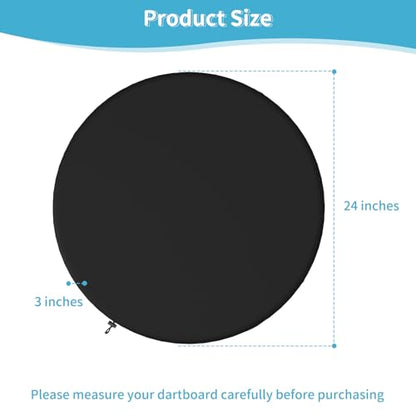 Dartboard Cover Outdoor Indoor Dartboard Protective Cover Waterproof Dustproof UV Resistant 24" D x 3" H Black