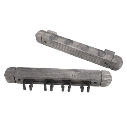 Wall Mounted Cue Rack Pool Cue Wall Rack Billiard Stick Holder Solid Wood with Brushed Silver Grey Finish Space Saving Modern Design for Billiard Sticks Storage in Home or
