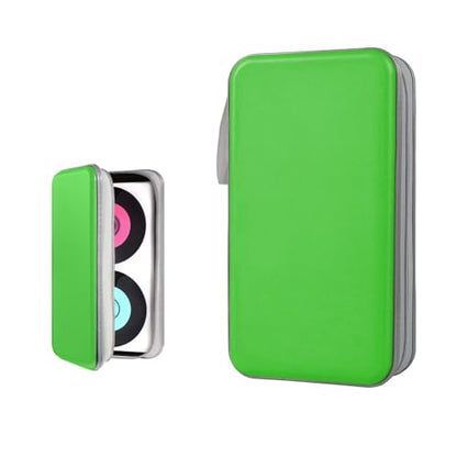 Car CD DVD Case, 96 Capacity Hard Plastic CD Holder, Portable Zipper DVD Disc Organizer Storage Wallet with Closure and Handy Strap, Car Accessories for Home Office Travel (Green)