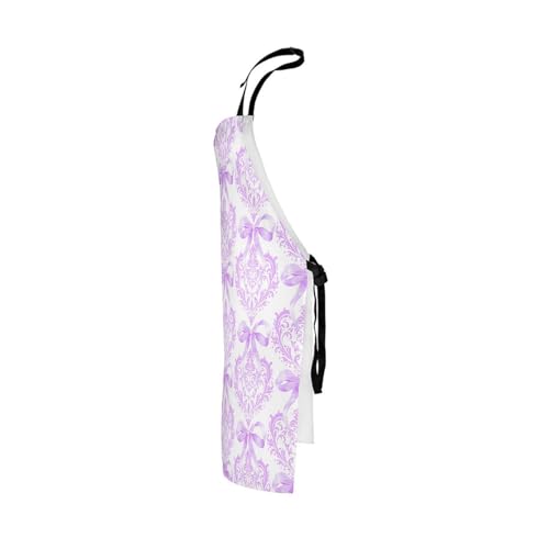 Manfei Blue Bowknot Kids Kitchen Apron - color: Purple