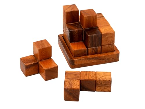BSIRI Soma Puzzle Cube Wooden Toy Brain Teaser Desk Board Games Adults Master Block Christmas Mind Magic Benders Wood Hand Cube Family Teens Classic