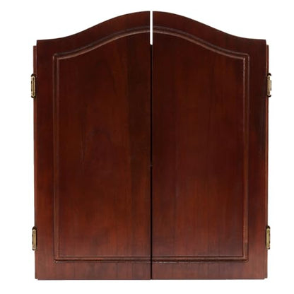 GSE Games & Sports Expert Professional Solid Wood Classic Dartboard Cabinet with Sisal/Bristle Dartboard, Scoreboard, and 6 Steel Tip Darts, Easy Assembly Complete with All Accessories (Deluxe Walnut)