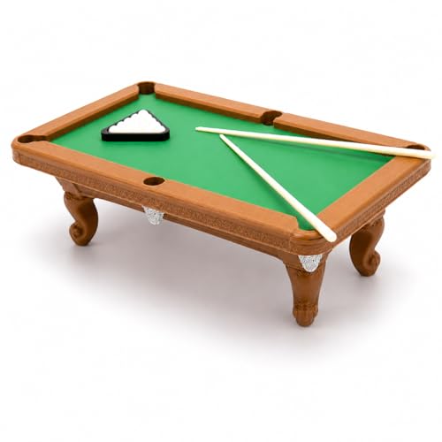 DECHOUS 1 Set Miniature Dollhouse Pool Table Set - 1:12 Scale Mini Billiard Table with Cues and Balls - Dollhouse Game Room Decor