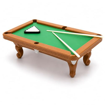 DECHOUS 1 Set Miniature Dollhouse Pool Table Set - 1:12 Scale Mini Billiard Table with Cues and Balls - Dollhouse Game Room Decor