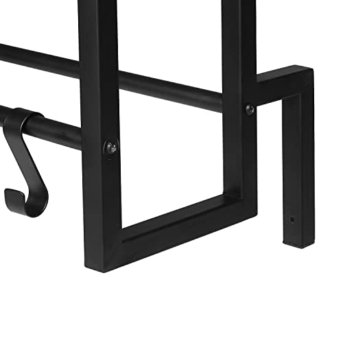 MyGift Ball Rack Wall Mounted, 3 Tier Gym Exercise Equipment Storage Organizer Shelf Display with 4 S-Hooks for Basketball Football Volleyball