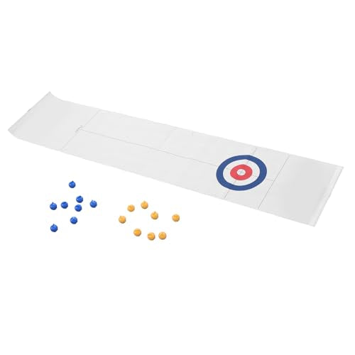 Tabletop Curling Game, Fun Foldable Pad with Mini Hockey Pucks, Indoor Sports Toy for Family Game Night, Parties and Office Entertainment