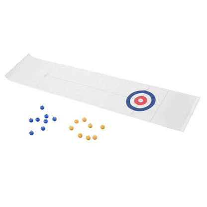 Tabletop Curling Game, Fun Foldable Pad with Mini Hockey Pucks, Indoor Sports Toy for Family Game Night, Parties and Office Entertainment
