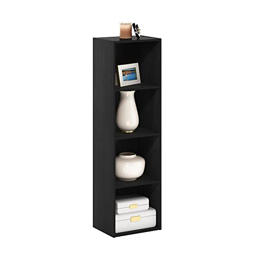 Furinno PASIR Book Shelf, 4-Tier Modern Bookshelf, Open Shelves Bookcase 9 x 12 x 42, Easy Assembly, for Living Room, Bedroom, Home Office, Blackwood - color: Blackwood, size: 4-Tier Cube