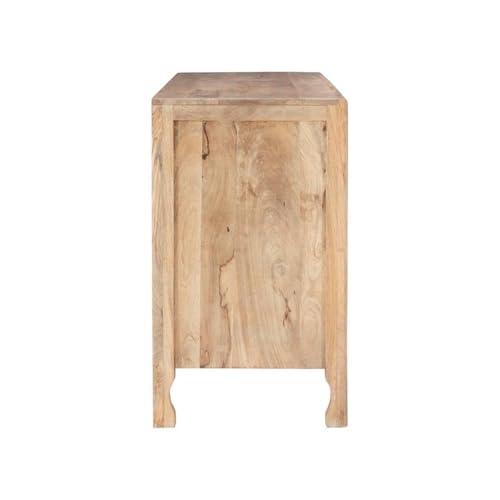 Pemberly Row Transitional Mango Wood Two Door Cabinet, Natural Brown Finish, 60" w x 20" d x 34" h, Handcrafted Storage Sideboard for Dining Room, Entryway, or Living Room