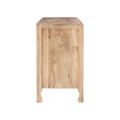 Pemberly Row Transitional Mango Wood Two Door Cabinet, Natural Brown Finish, 60" w x 20" d x 34" h, Handcrafted Storage Sideboard for Dining Room, Entryway, or Living Room