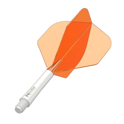 RED DRAGON Nitro Flite Integrated Flight & Shaft System - Dual-Core Polycarbonate for Stable, Consistent Flight, No.2 Shape, Intermediate (28mm) Length, White & Orange