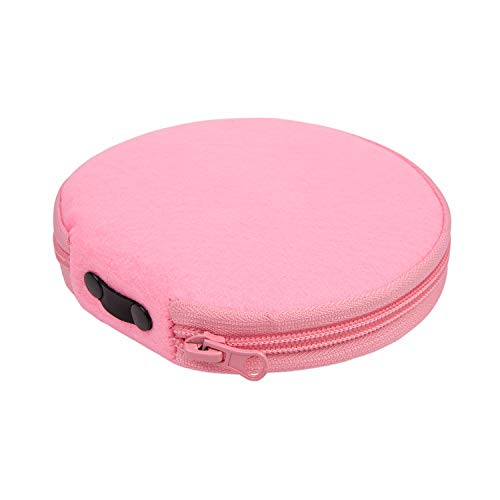 ELEZAY Small CD Case Round Felt 20 Capacity CDs Storage Wallet DVD Disc Holder, Pink - color: A-Pink