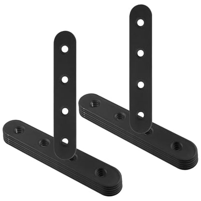 12 Pcs 4 Inch Straight Bracket, Stainless Steel Flat Mending Brace, Black Connector Plate with Mounting Screws & Screwdriver for Furniture Repair, Fixing - size: Black, 4" x 0.69"