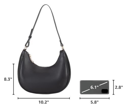 CYHTWSDJ Shoulder Bags for Women, Cute Hobo Tote Handbag Mini Clutch Purse with Zipper Closure - color: Moon Black