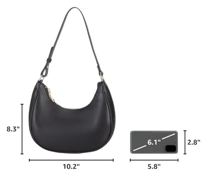CYHTWSDJ Shoulder Bags for Women, Cute Hobo Tote Handbag Mini Clutch Purse with Zipper Closure - color: Moon Black