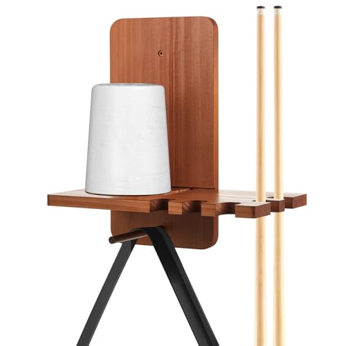 Geelin Wall Mounted Cone Chalk Holder, Wood Pool Hand Chalk Holder with 5 Cue Grooves, Billiards Pool Table Accessories, Billiard Room & Bar(Brown,with Triangle Rack Hook) - color: Brown, style: with Triangle Rack Hook