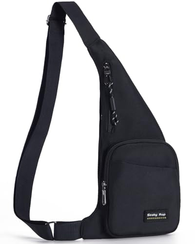 Seoky Rop Sling Bag for Men Women Slim Personal Purse Pocket Small Anti-Thief Crossbody Chest Bag for Travel Hiking Black - color: 01-black