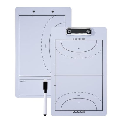 Joyeee Handball Coaches Clipboard, 13.7 x 8.7 Inch Double Sided Dry Erase Handball Whiteboard, Coaching Board Equipment Included Black Markers, Pen and Eraser - style: Handball whiteboard