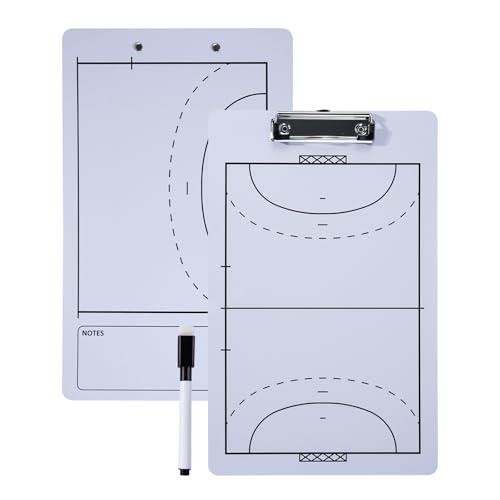 Joyeee Handball Coaches Clipboard, 13.7 x 8.7 Inch Double Sided Dry Erase Handball Whiteboard, Coaching Board Equipment Included Black Markers, Pen and Eraser - style: Handball whiteboard