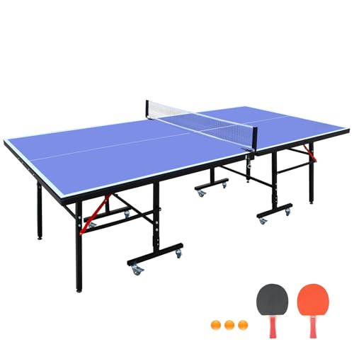 8ft Foldable Table Tennis Table Set with Net, Paddles, and Balls