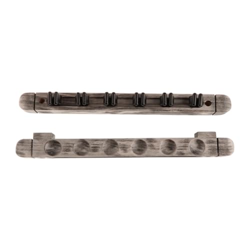 predolo 6 Hole Pool Cue Rack for Billiard Sticks Wall Mounted Holder, Gray