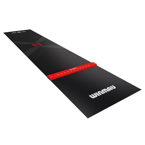 WINMAU Blade X Pro Zone Precision PVC Darts Mat with Integrated Raised Darts Oche Line - Full Length - Sleek Black Design - Professional Dart Accessories