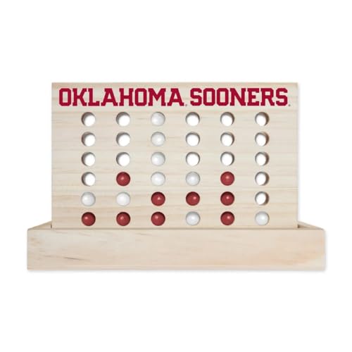 Rico Industries NCAA Mini Travel Team 4 in A Row Mini Game- Wooden, Team Colors, 5.5" x 8" (Oklahoma Sooners) - style: Oklahoma Sooners