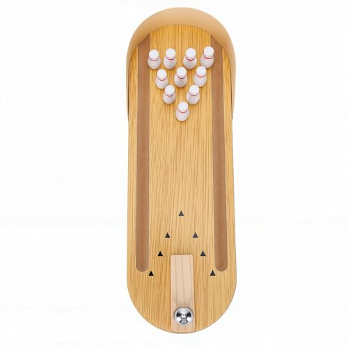 GOWENIC Portable Tabletop Bowling Game Mini Wooden Set Stress Relief Toy for Adults Teens Kids Xmas Gift
