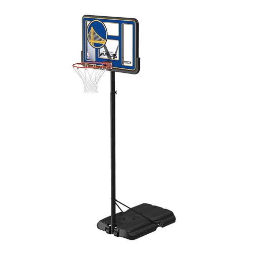 Lifetime NBA Golden State Warriors Portable Basketball Hoop, Adjustable Height 7.5-10 Ft, 44 Inch Shatterproof Fusion Backboard, Base with Wheels - color: Golden State Warriors