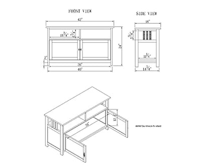 Alaterre Furniture Mission TV Stand with Open Shelves and 2 Cabinet Doors – Classic 42” Wood Media Console for TV, Gaming Consoles & Video Equipment in Living Room or Bedroom (Cherry)