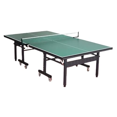 Indoor Outdoor Ping Pong Table, Tournament Size Table Tennis Table with Net & Post, Foldable Mobile Design with Wheels for Home Club School - color: F