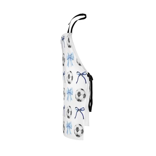 Manfei Blue Bowknot Kids Kitchen Apron - color: Blue Black
