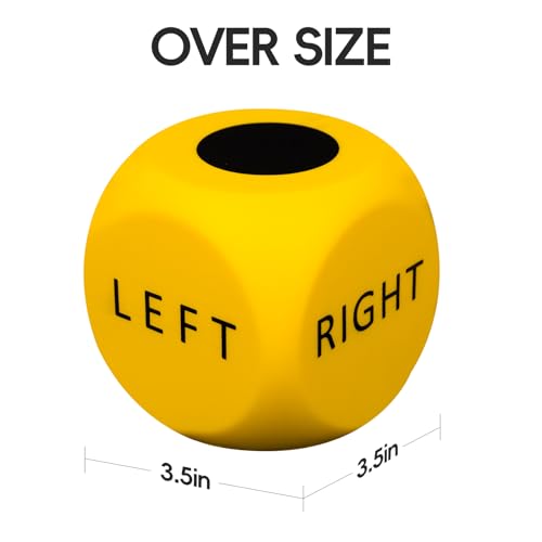 Giant Left Right Point Center Dice Game with 24 Large Chips & Carry Bag. 3.5" Jumbo Foam Indoor/Outdoor & Lawn Dice Game for Family - color: Jumbo Yellow Foam Dice