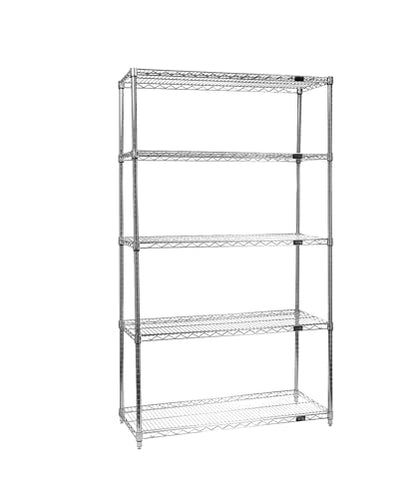 Quantum Storage Systems WR86-1454C Starter Kit for 86" High 4-Tier Wire Shelving Unit, Chrome Finish, 14" Width x 54" Length x 86" Height - size: 86H x 54W x 14D