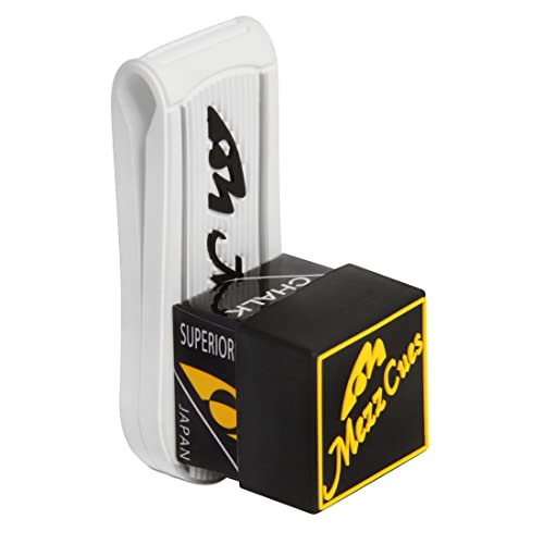 Mezz Smart Chalk Set Pool Cue Chalk + Chalk Holder + Chalk Cover (White w/Black logo)