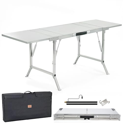 Folding Table IGT Camping Table, Portable Outdoor IGT Cook System, Stainless Steel Camp Table with Carry Bag for Car Camping Picnic RV Trip Patio Backyard BBQ