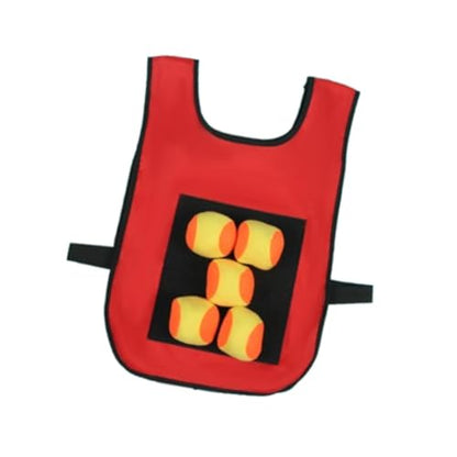 harayaa Sticky Ball Vest Dodgeball Game Set Kids Target Ball Vest Throwing Game Props Oxford Cloth Soft Balls Suitable for Indoor Activities, red and Kids