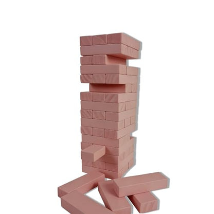 54PCS Wooden Stacking Tumbling Tower Game, Natural Wood Blocks for Adults, Classic Tabletop Party Game for Game Night, Office Stress Relief, Travel Friendly (Pink) - color: Pink