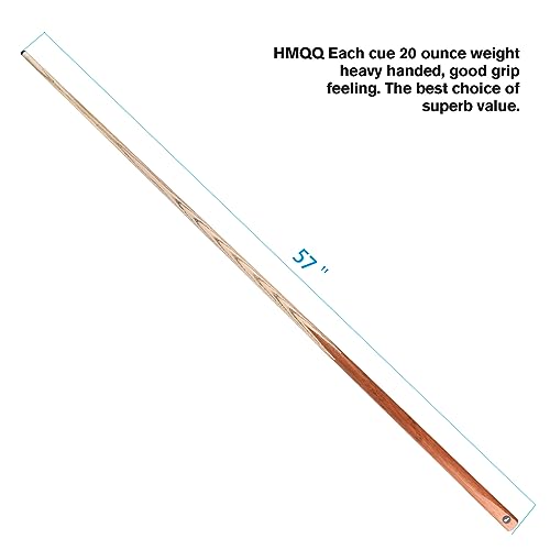 HMQQ 58" One Piece Pool Cue Stick with 13MM Leather Tip, Weight 20OZ Billiards Cue Stick, Pool Stick Set of 4/ Set of 6/ Set of 8 (Black&Natural Wood Color) - style: Wood Grain Color Set of 6