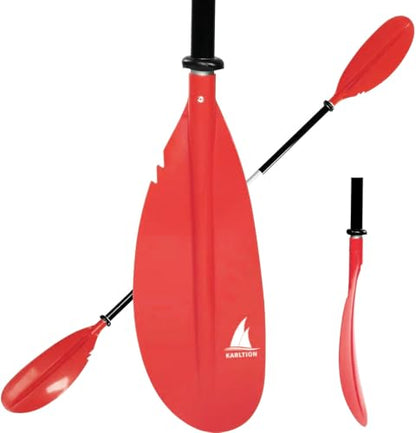 Karltion Kayak Paddle - Adjustable 2 Pieces Aluminum Alloy Shaft with Glass Fiber Blade for Surfing,Oar Fishing Easy Packable Travel - color: Red, size: 86"-1 paddle