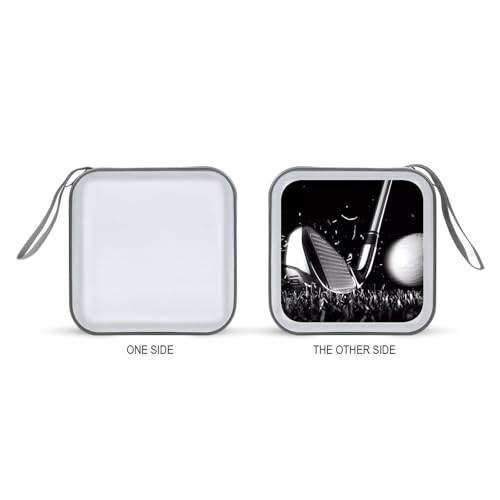 Black And White Golf CD Case 40 Capacity CD Holder Organizer Portable Zipper DVD Collection Storage Bag Compact Cases Storage Binder Plastic Holder Disc Car Home Travel
