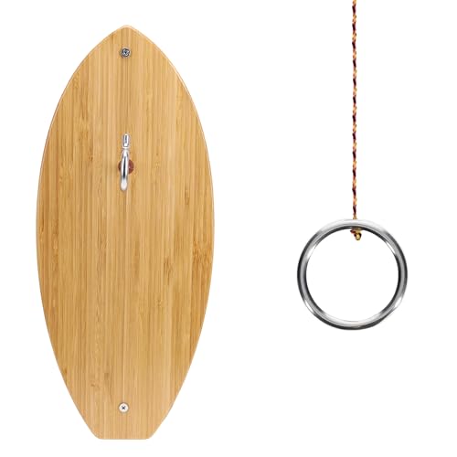 Pacific Shore Games Wooden Hook and Ring Game - Outdoor Games for Adults and Family, Ultimate Ring Toss Game, Ring Game on String for Man Caves, Game Room Walls, Bars, and Patios - style: Plain
