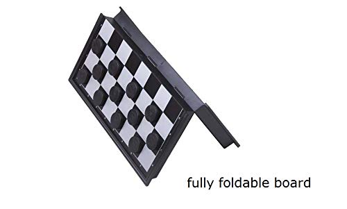 8x8 Checkers Draughts with Extendable 9x9 Inch Board, 12 Black 12 White Pieces