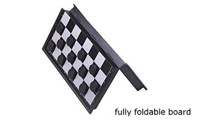 8x8 Checkers Draughts with Extendable 9x9 Inch Board, 12 Black 12 White Pieces