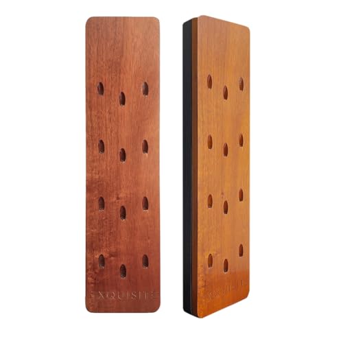EXQUISITE Premium Craft-Handed Dark Brown Accacia Darts Holder - Wall Mounted Dart Caddy Display & Storage for 12 Soft & Steel Tip Darts, Precision Drilled, Protective Backing, Includes Mounting Kit