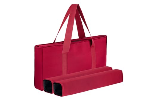 American Mahjong Set – Complete Set with Quilted PU Leather Carrying Bag, Tile Racks with Pushers, 166 Engraved Tiles, Dice, Bettor, and Instructions (Red) - color: Red
