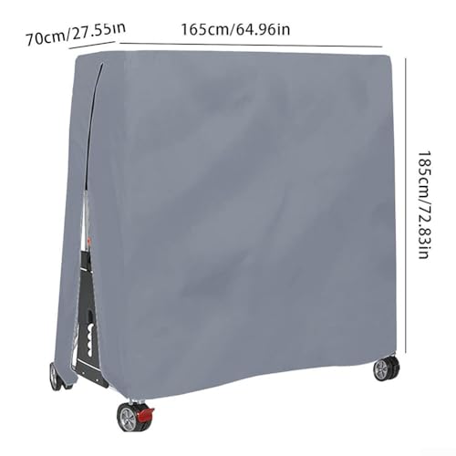 Outdoor Table Tennis Table 210D Oxford Fabric Waterproof Windproof Dustproof Protective -Weather Fit Standard Foldable Pong Tables 165 x 70 x 185 cm Gray(Gray)